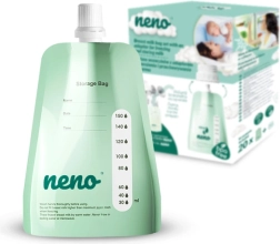 Neno sacchetti per latte materno con tappi e adattatore da 150 ml, 20 pezzi