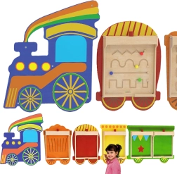 Sistema da parete flessibile per 5 pannelli educativi – treno MASTERKIDZ