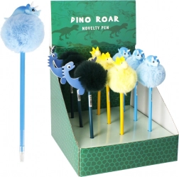 Penna a sfera con dinosauro e morbido pompon