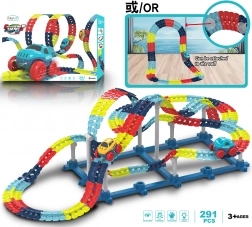 Set trenino con auto, 291 pezzi a batteria