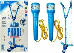 Set karaoke per bambini con doppio microfono su treppiede – blu