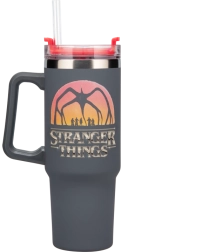 Tumbler termico Stranger Things 1200 ml con cannuccia e manico
