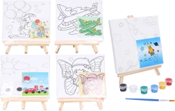 Set per bambini per dipingere su tela 15 × 15 cm con cavalletto, colori e pennello