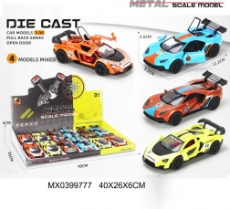 Macchinina da corsa in metallo 1:36 con porte apribili e trazione a retrocarica