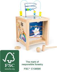 Cubo motorico attivo in legno per bambini