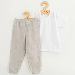 Completo in cotone per bambini maglietta e pantaloni in mussola New Baby Kindergarten grigio chiaro