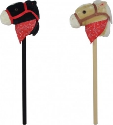 Cavallo di peluche su bastone con suoni 80 cm, nero