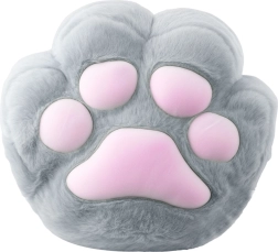 Cuscino peluche a forma di zampa con tasca scaldamani, grigio 40 cm