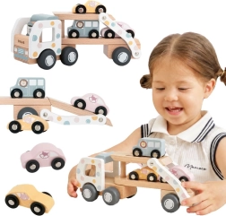 Trasportatore di auto in legno VIGA PolarB con 3 auto e conducente
