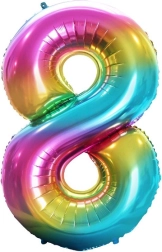 Palloncino in foil numero 8 arcobaleno 85 cm