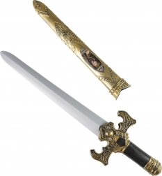 spada da cavaliere con fodero dorato ed effetti sonori 55 cm