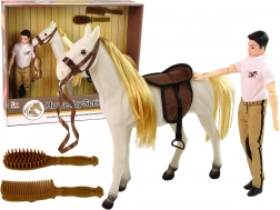 Bambola cavallerizza con cavallo bianco