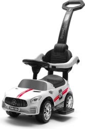 Bicicletta senza pedali per bambini con asta di guida e suoni BABY MIX Racer – bianca