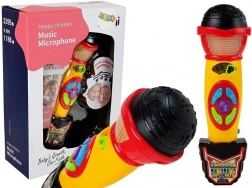 Microfono karaoke per bambini giallo‑nero con registrazione ed effetti luminosi