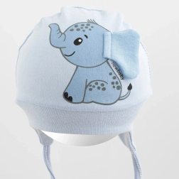 Cappellino neonato in cotone New Baby Happy Elephant, blu