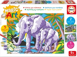 Disegno con i numeri: elefanti e zebre EDUCA