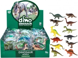 figurina di dinosauro con cartellino e nome