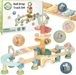 Woopie Green pista di biglie in legno con effetti sonori e xilofono FSC