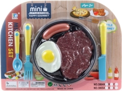 Set di cibo di plastica con posate e piattino
