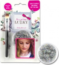 Gel corporeo scintillante Lukky con pennello argento