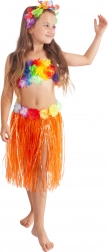 Gonna hawaiana per bambini arancione 45 cm