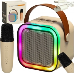Set karaoke microfono + altoparlante portatile BLUETOOTH USB LED beige