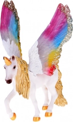Figura unicorno Pegaso con ali arcobaleno