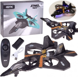 Drone RC Raptor con protezioni per i rotori e illuminazione LED – argento