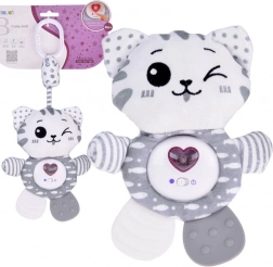 Gattino di peluche interattivo 3-in-1 con melodie e massaggiagengive
