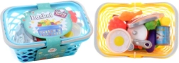 Cestino con stoviglie e alimenti per bambini