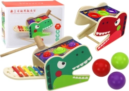 Dinosauro in legno 2in1 – gioco a martellare con palline e xilofono