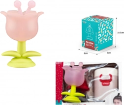 Massaggiagengive sensoriale a forma di fiore rosa con custodia