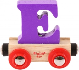 Vagone di legno Bigjigs Rail con la lettera E