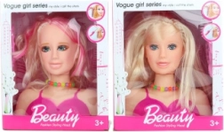 Testa da pettinare bionda con accessori