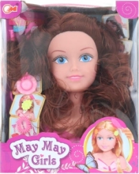 Testa per acconciature castana per pettinature dei bambini con accessori