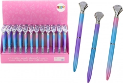 Penna a sfera con diamante, inchiostro blu 0,7 mm, colori assortiti