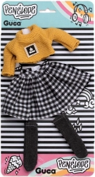 Abbigliamento per bambola Penelope 34 cm – maglione lavorato a maglia, gonna a quadri e calzini