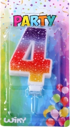 Candela per festa a forma di numero 4 con stelle