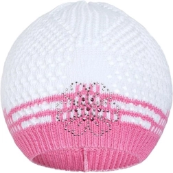 Cappellino lavorato a maglia New Baby fiorellino rosa