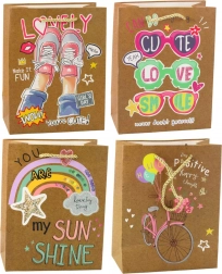 Borsa regalo di carta con motivi colorati 23 x 18 x 10,5 cm