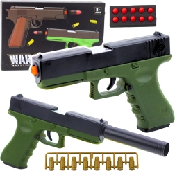 Pistola giocattolo verde WARFARE con munizioni in foam e bossoli