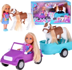 Set Ankiki contadina con cavallo, auto e rimorchio