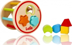Scatola tonda in legno per classificare con forme Lelin
