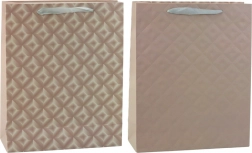 Borsa regalo con rilievo beige 32 x 26 x 10 cm