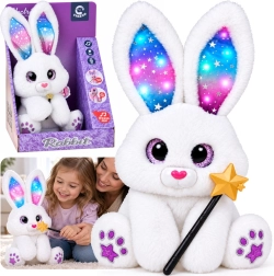 Coniglietto bianco interattivo di peluche 30 cm – balla, si illumina, suona con bacchetta magica - 1 pezzo