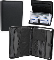 Cartella organizer nera per documenti A4 con cerniera