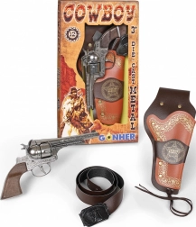 Set da gioco cowboy con revolver e stella da sceriffo