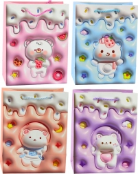 Borsa regalo di carta con orsetto, colori pastello 23 × 18 × 10,5 cm