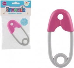 Sonaglio a spilla di plastica per neonati 12 cm rosa e grigio