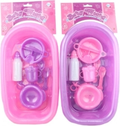 Vaschetta di plastica per bambole con set di accessori